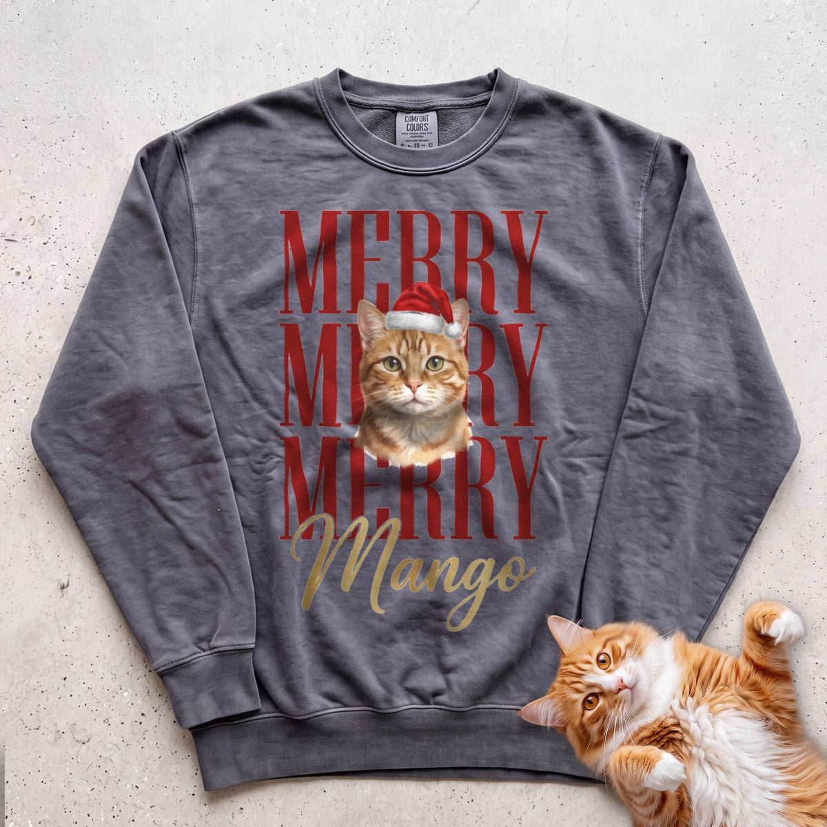 Personalized Merry Merry Merry Cat Sweatshirt - Pepper