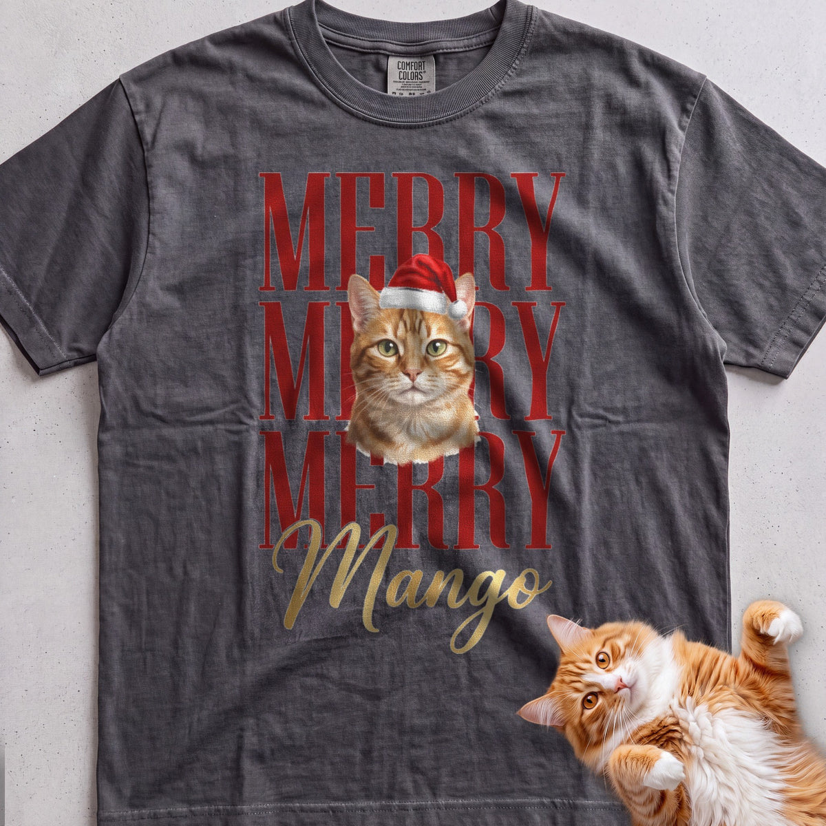 Personalized Merry Merry Merry Cat T-Shirt - Pepper