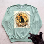 Personalized Midnight Forest Cat Sweatshirt - Light Green