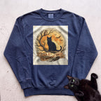 Personalized Midnight Forest Cat Sweatshirt - True Navy