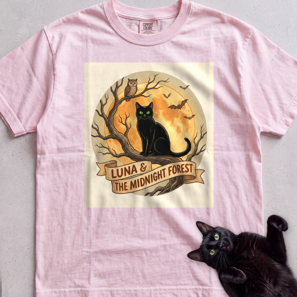 Personalized Midnight Forest Cat T-Shirt - Blossom