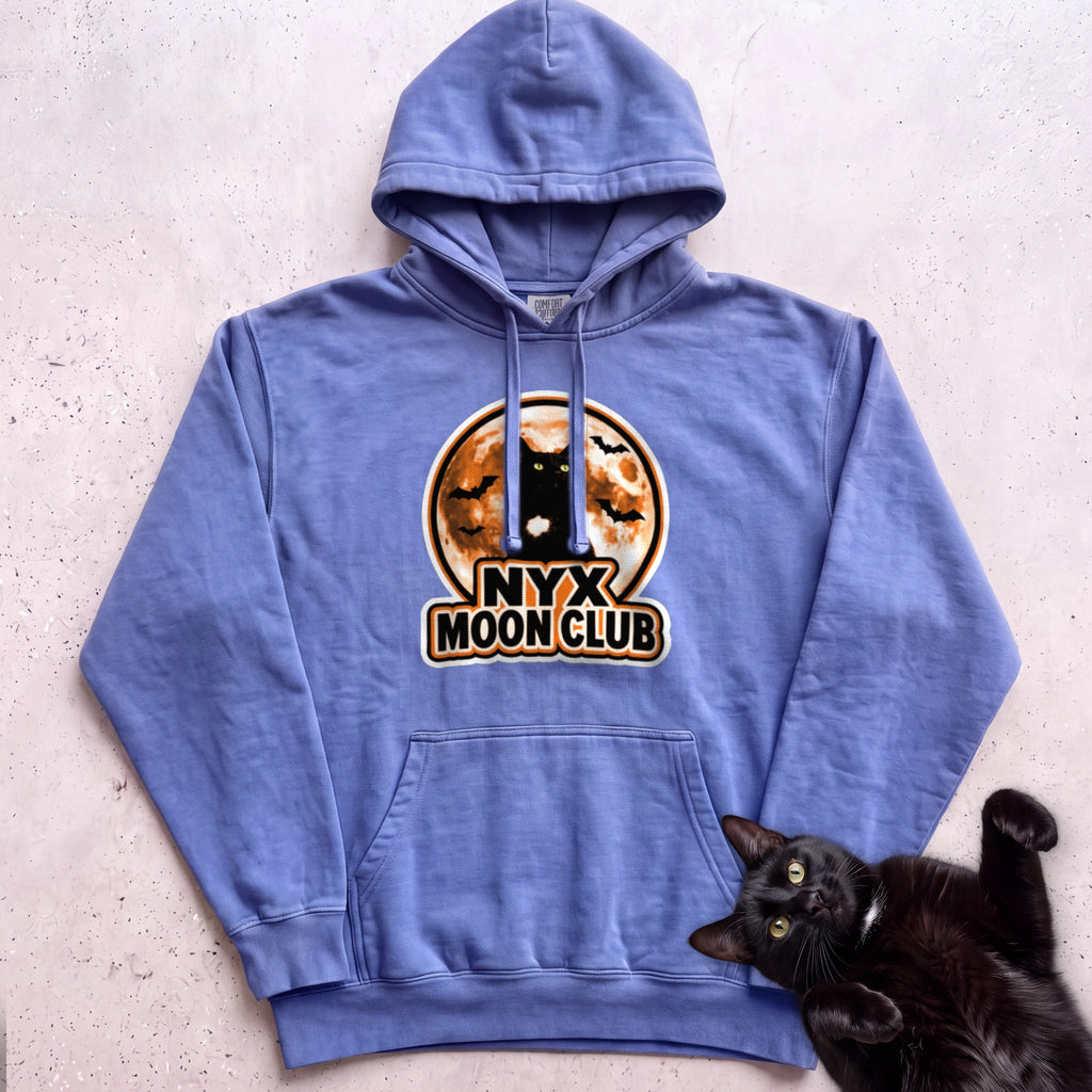 Personalized Moon Club Cat Hoodie - Flo Blue
