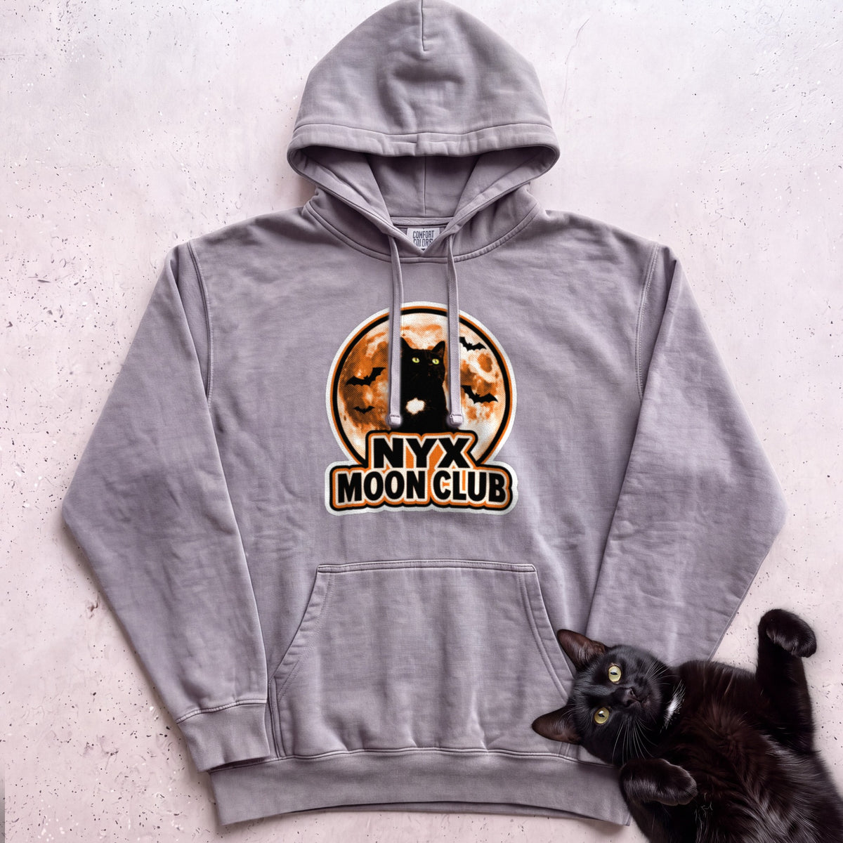 Personalized Moon Club Cat Hoodie - Grey