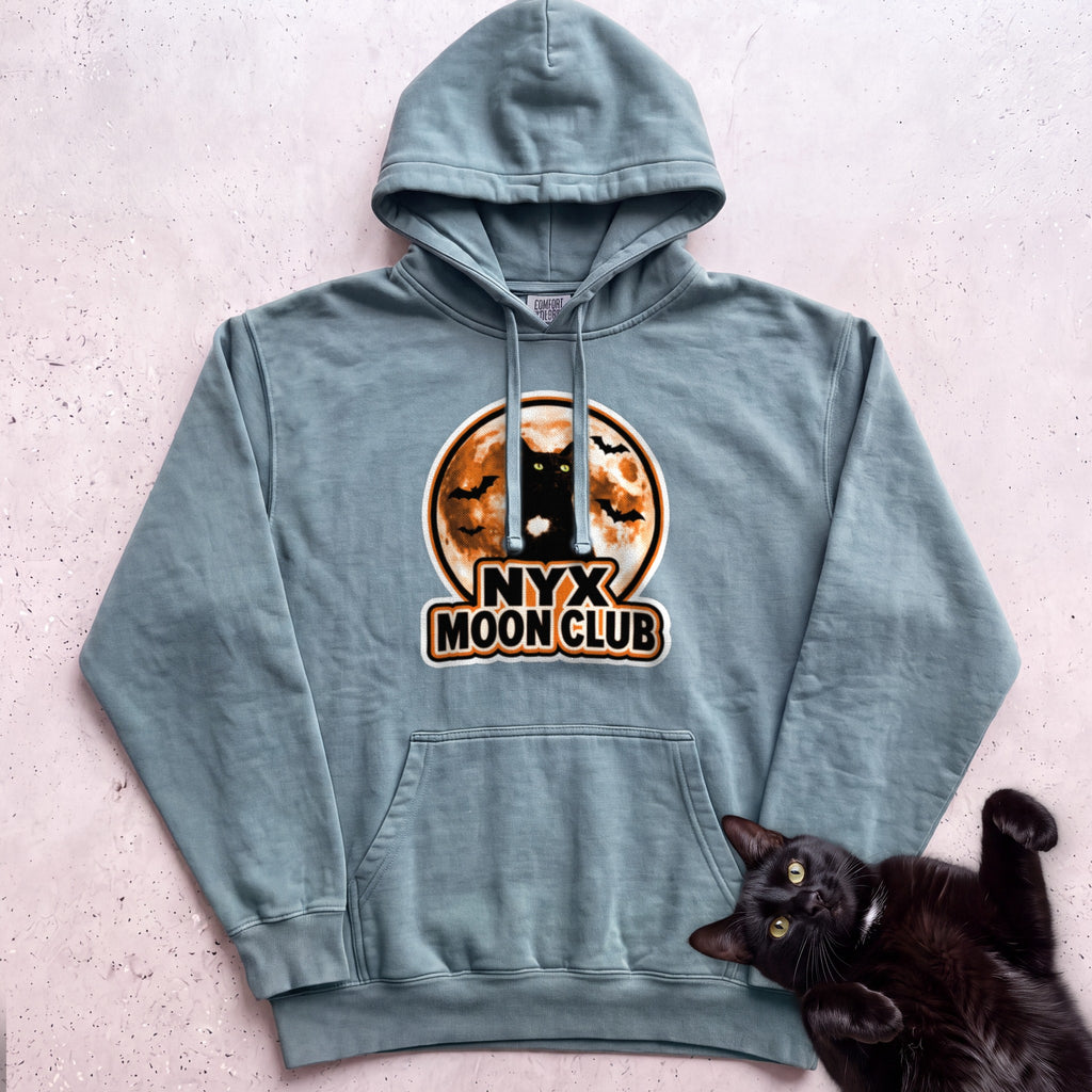 Personalized Moon Club Cat Hoodie - Seafoam