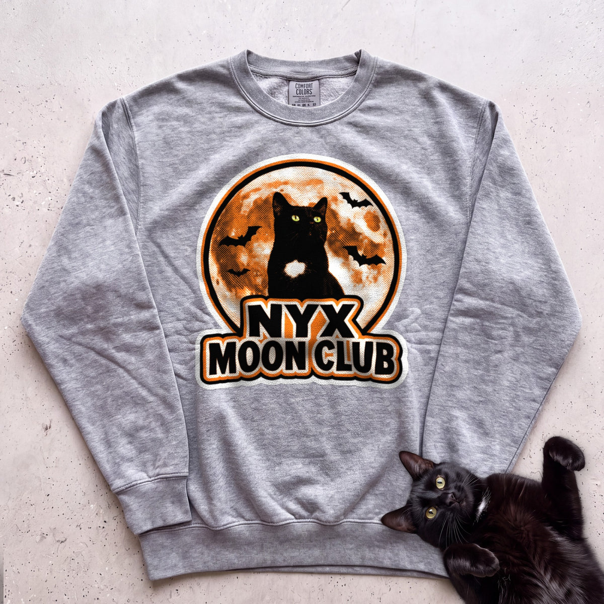 Personalized Moon Club Cat Sweatshirt - Grey