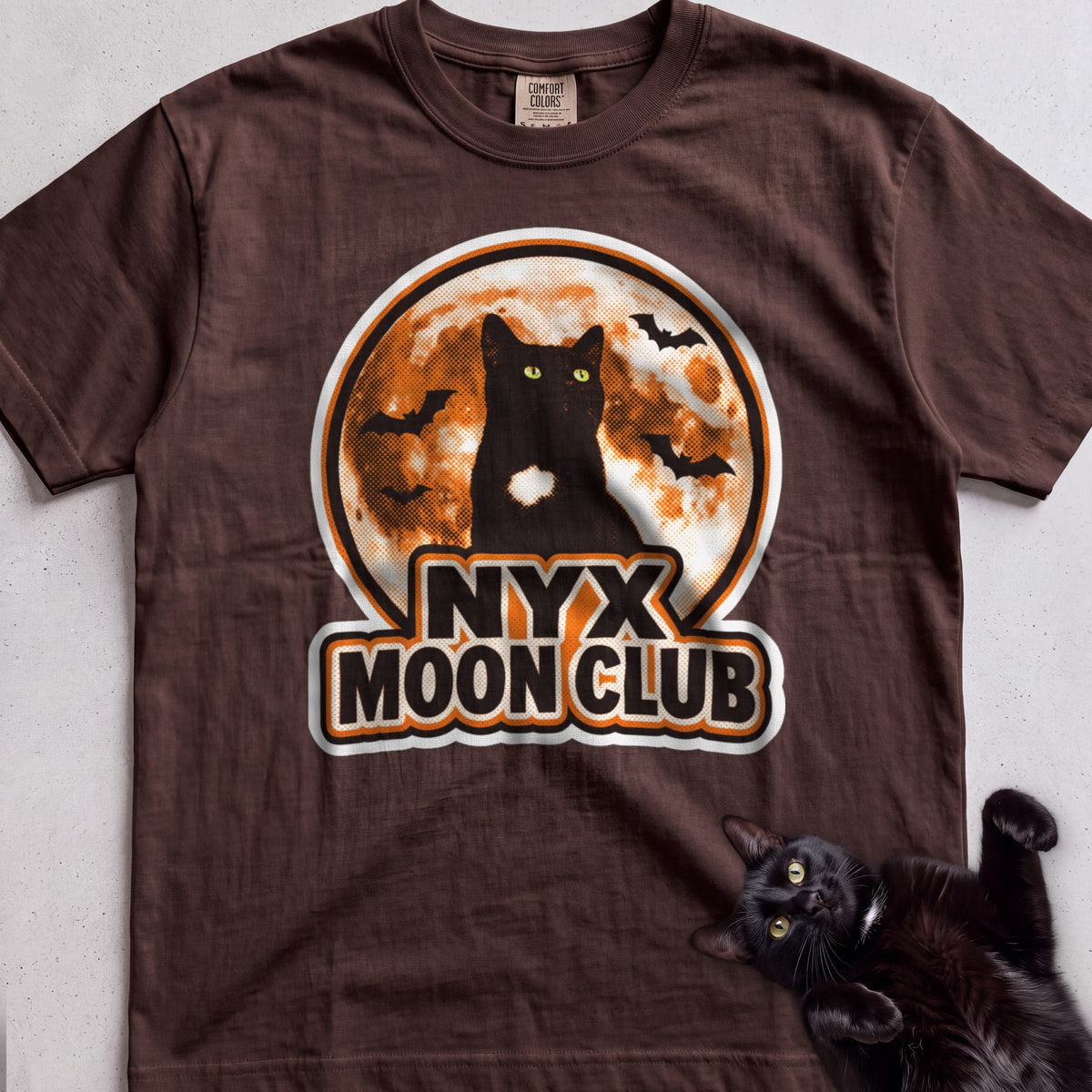 Personalized Moon Club Cat T-Shirt - Espresso