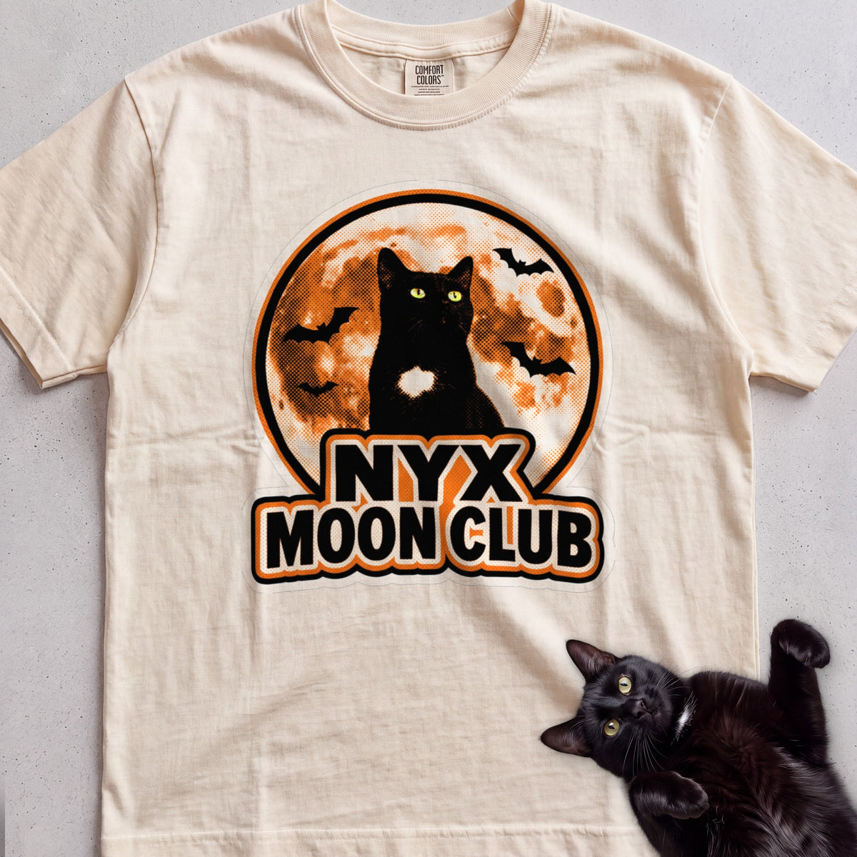 Personalized Moon Club Cat T-Shirt - Ivory