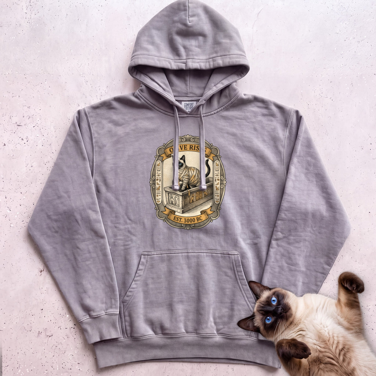 Personalized Mummy Rises Cat Hoodie - Grey