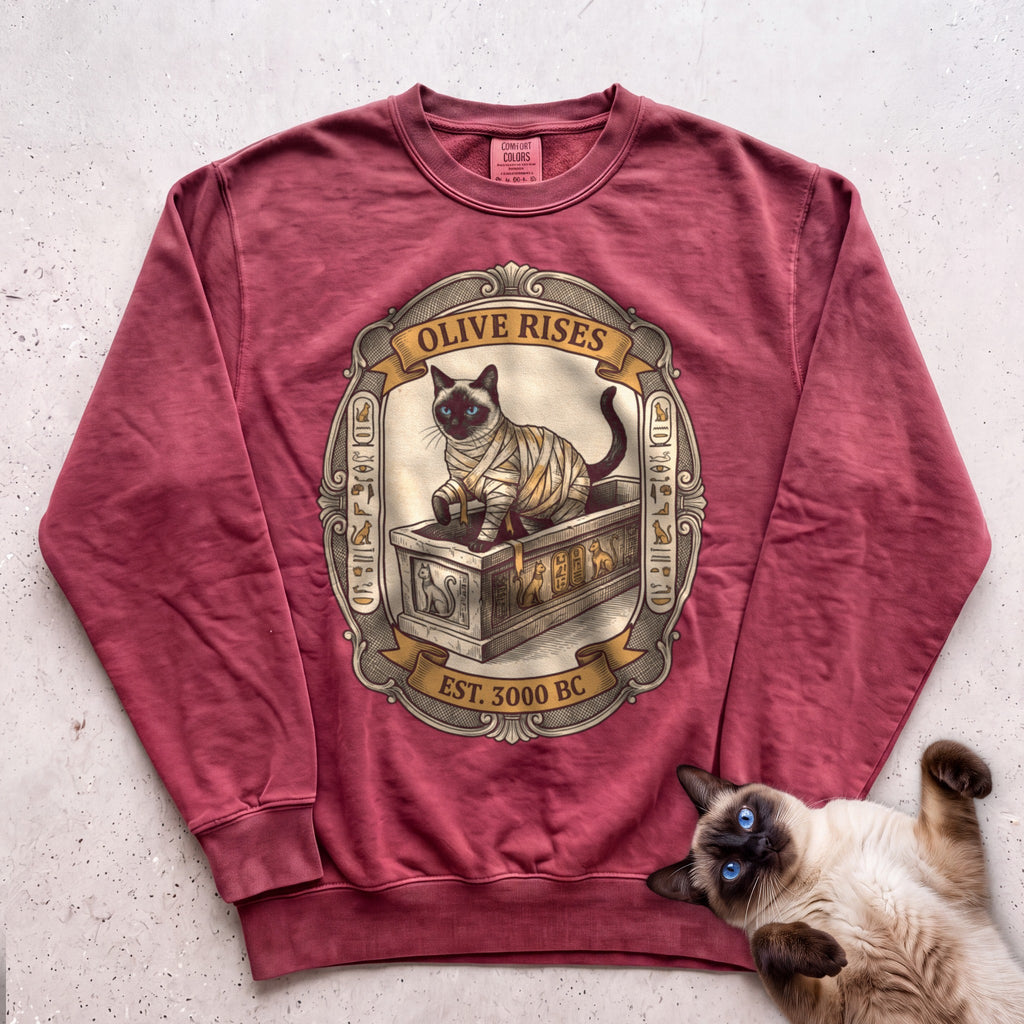 Personalized Mummy Rises Cat Sweatshirt - Crimson