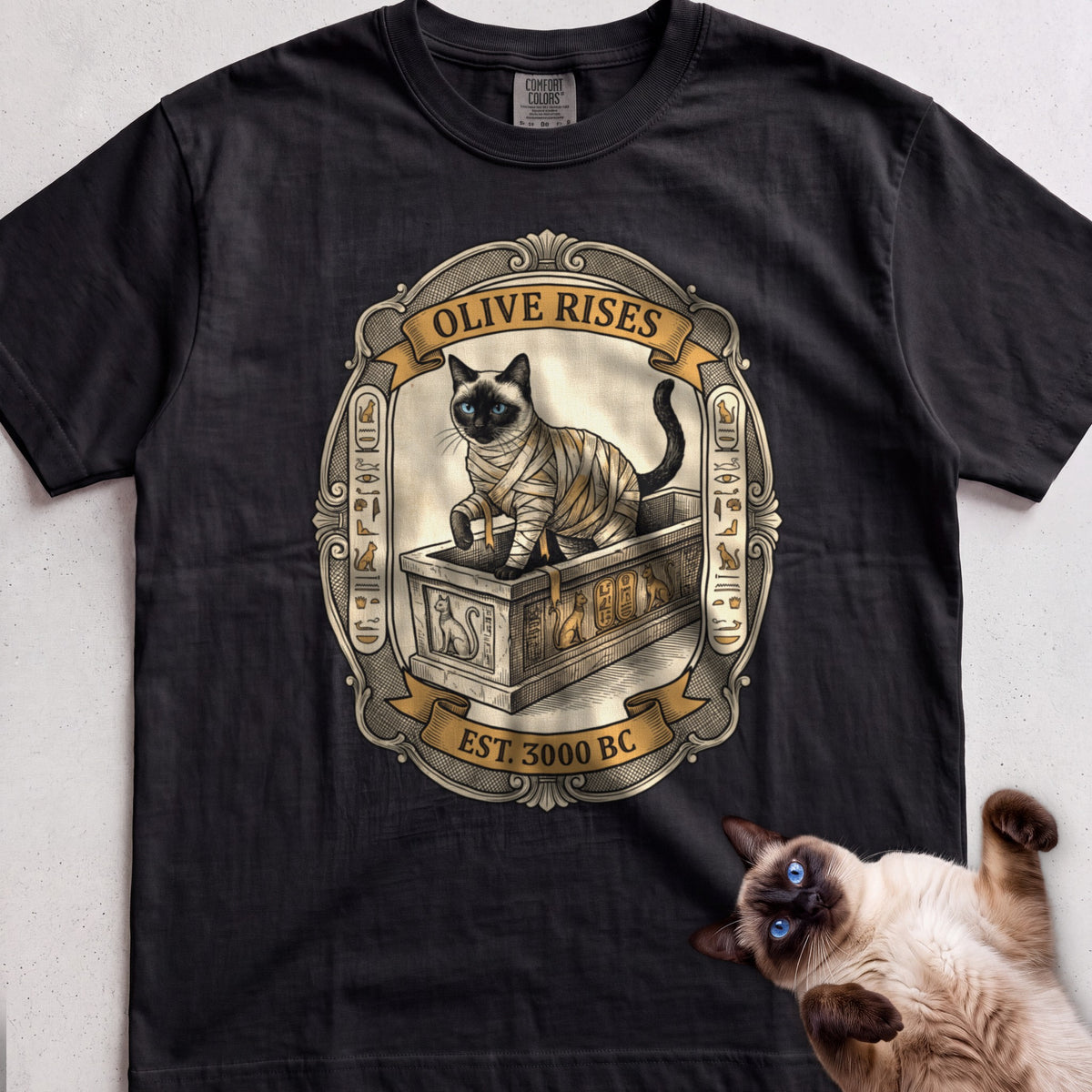 Personalized Mummy Rises Cat T-Shirt - Black