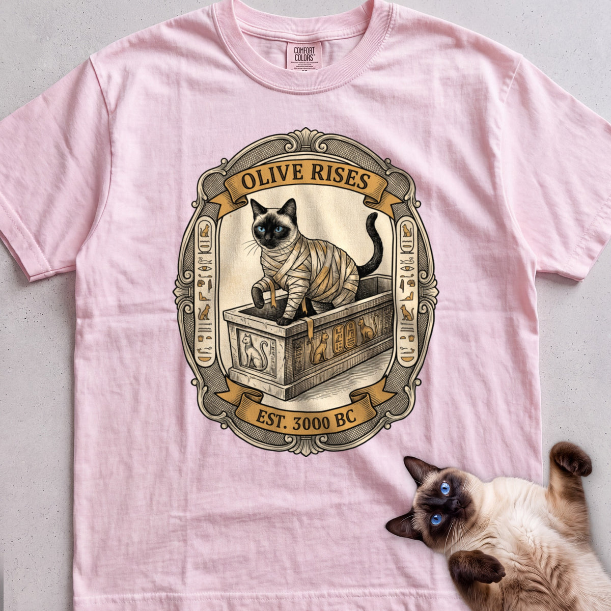 Personalized Mummy Rises Cat T-Shirt - Blossom