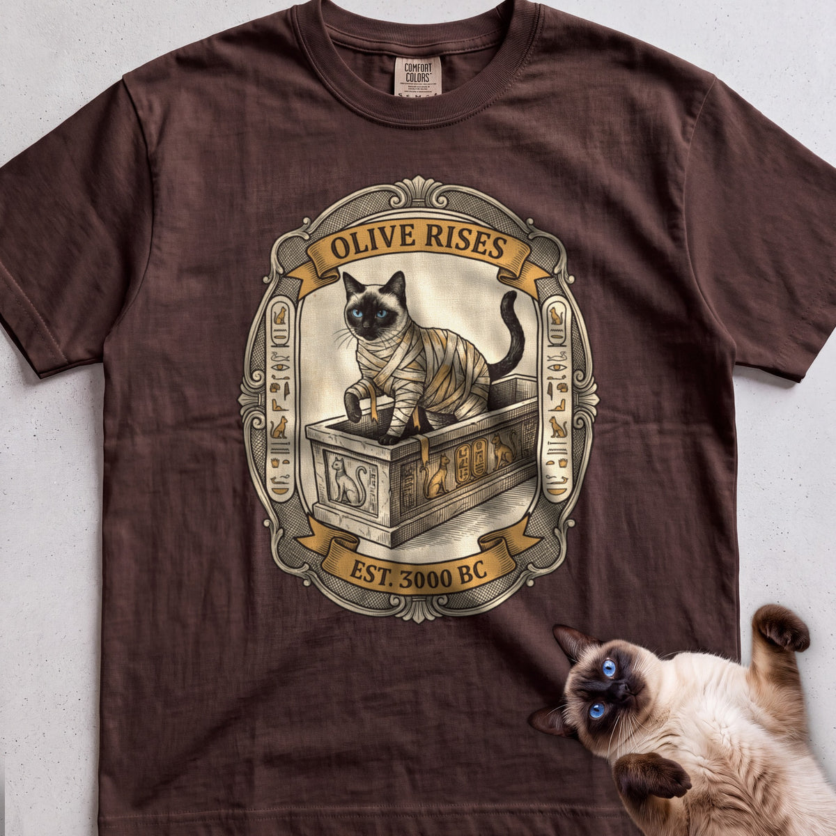 Personalized Mummy Rises Cat T-Shirt - Espresso