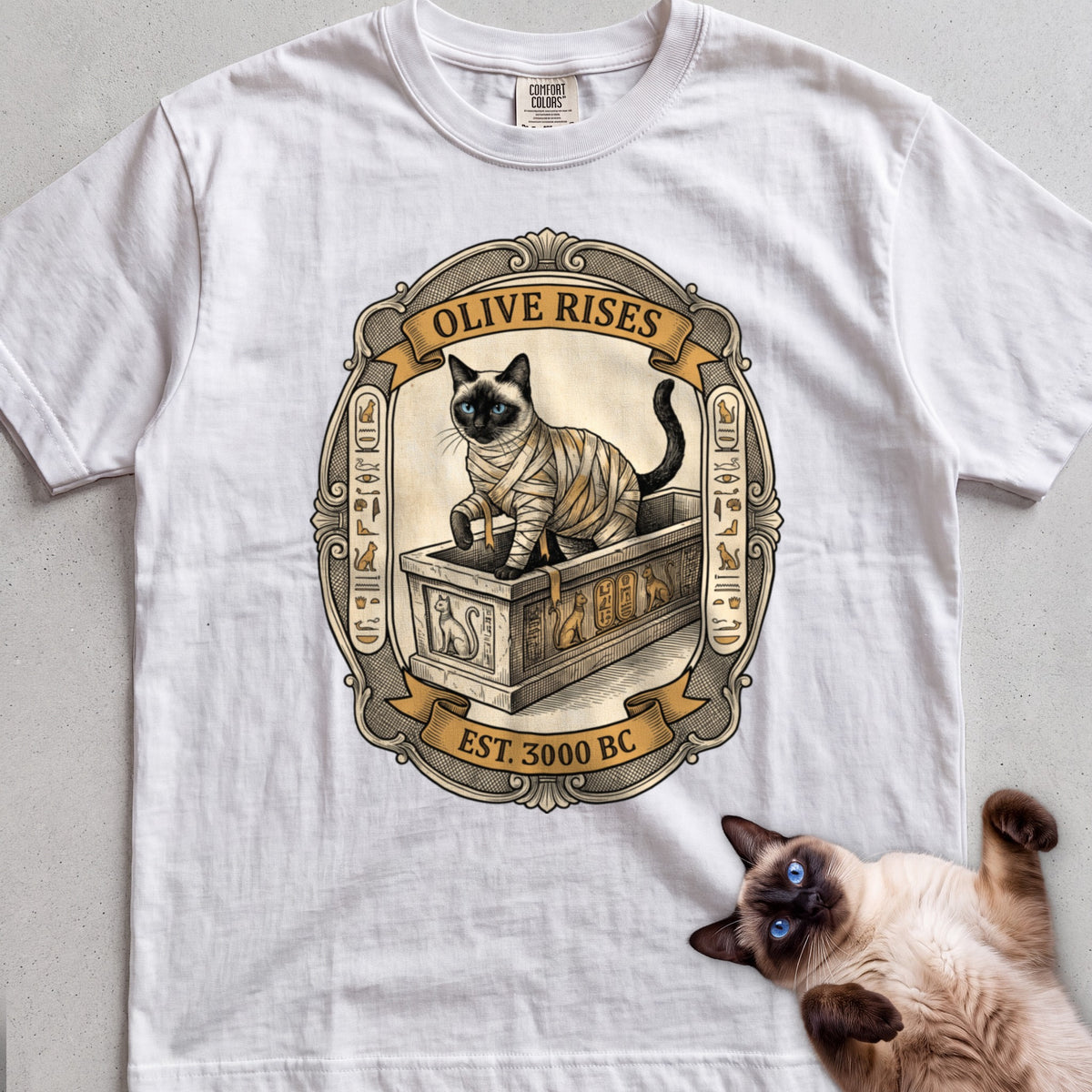 Personalized Mummy Rises Cat T-Shirt - White