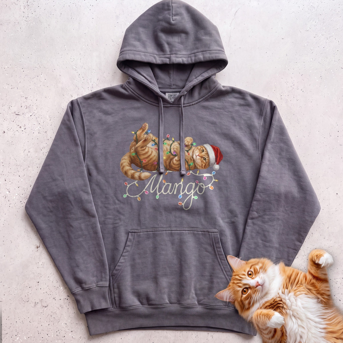 Personalized Name in Lights Cat Hoodie - Pepper