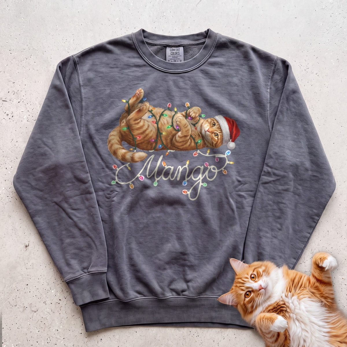 Personalized Name in Lights Cat Sweatshirt - Pepper