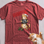Personalized Naughty List Mugshot Cat T-Shirt - Crimson