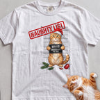 Personalized Naughty List Mugshot Cat T-Shirt - White