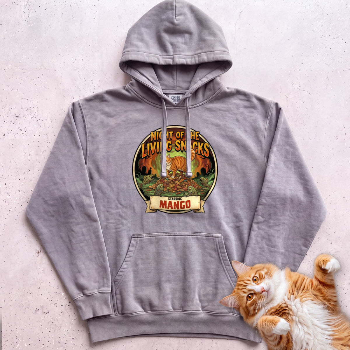 Personalized Night of the Living Snacks Cat Hoodie - Grey