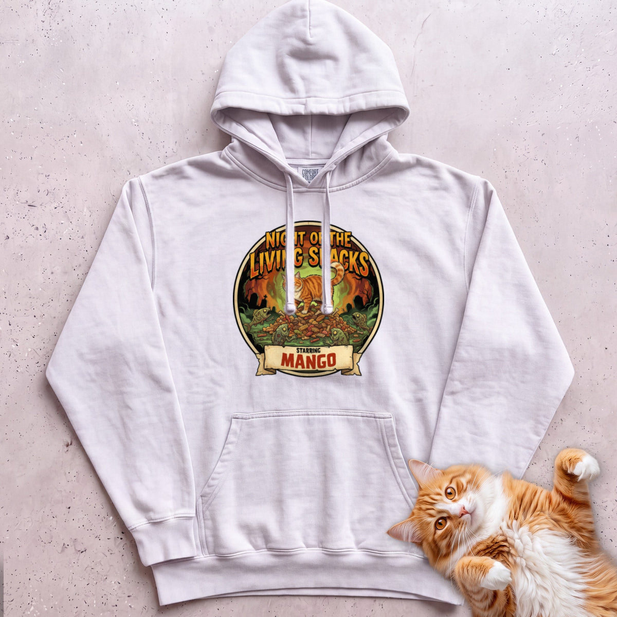 Personalized Night of the Living Snacks Cat Hoodie - White