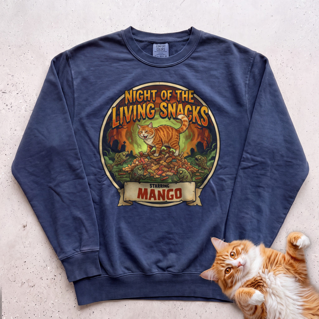 Personalized Night of the Living Snacks Cat Sweatshirt - True Navy