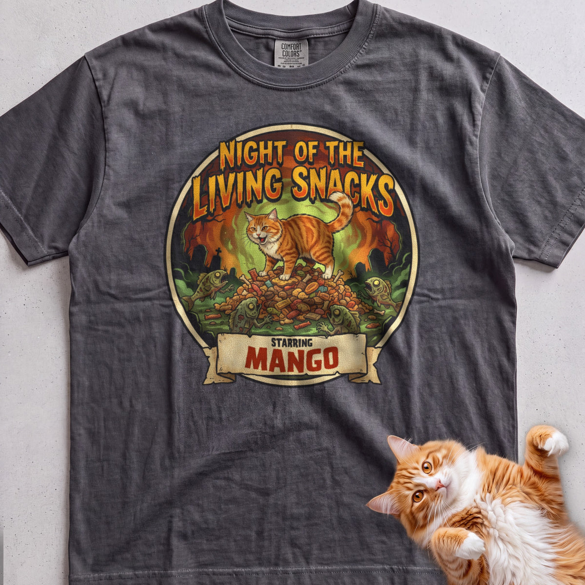 Personalized Night of the Living Snacks Cat T-Shirt - Pepper