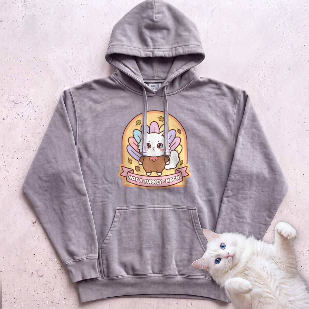 Personalized Not a Turkey Cat Hoodie - Grey