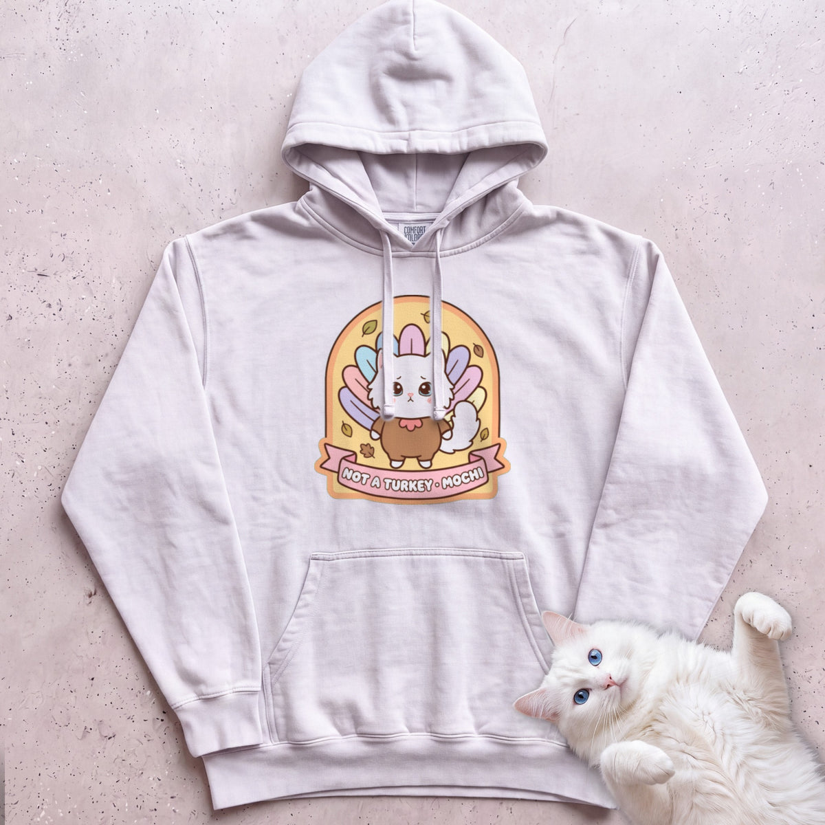 Personalized Not a Turkey Cat Hoodie - White
