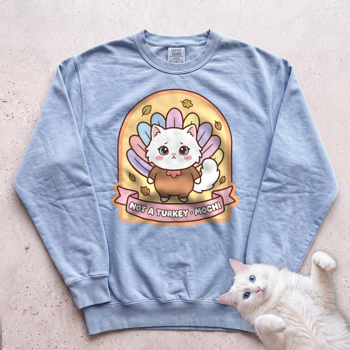 Personalized Not a Turkey Cat Sweatshirt - Chambray