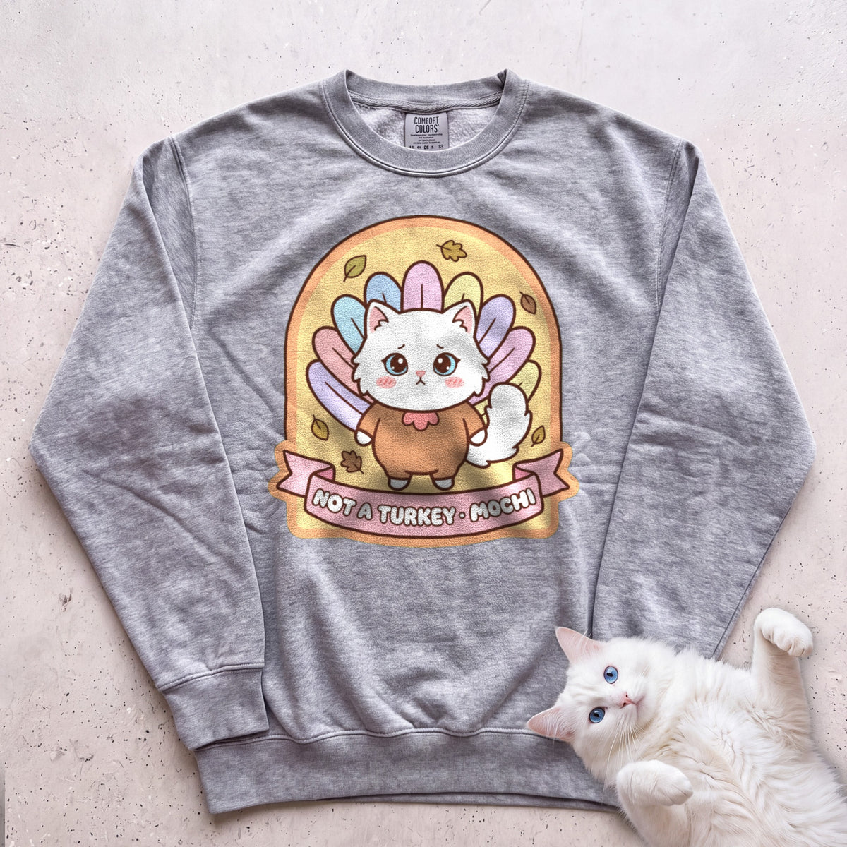 Personalized Not a Turkey Cat Sweatshirt - Grey