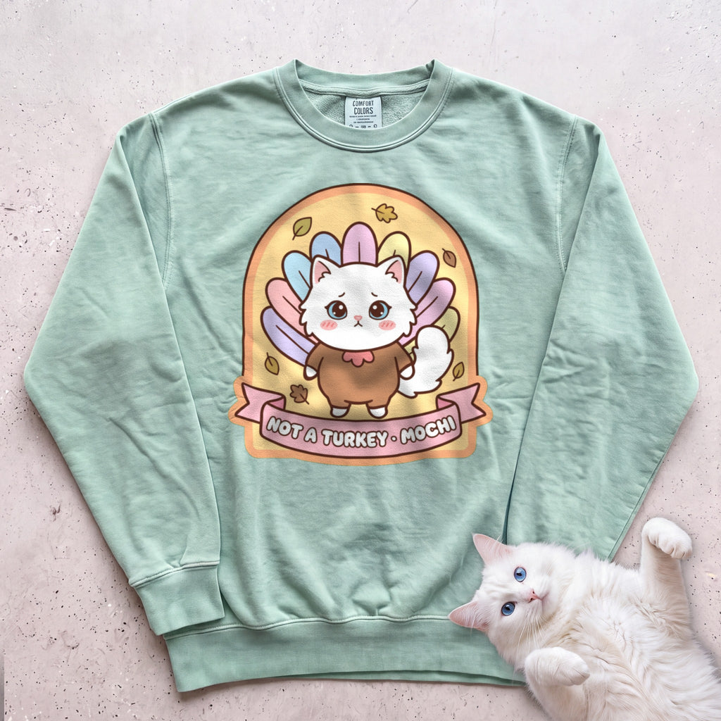 Personalized Not a Turkey Cat Sweatshirt - Light Green