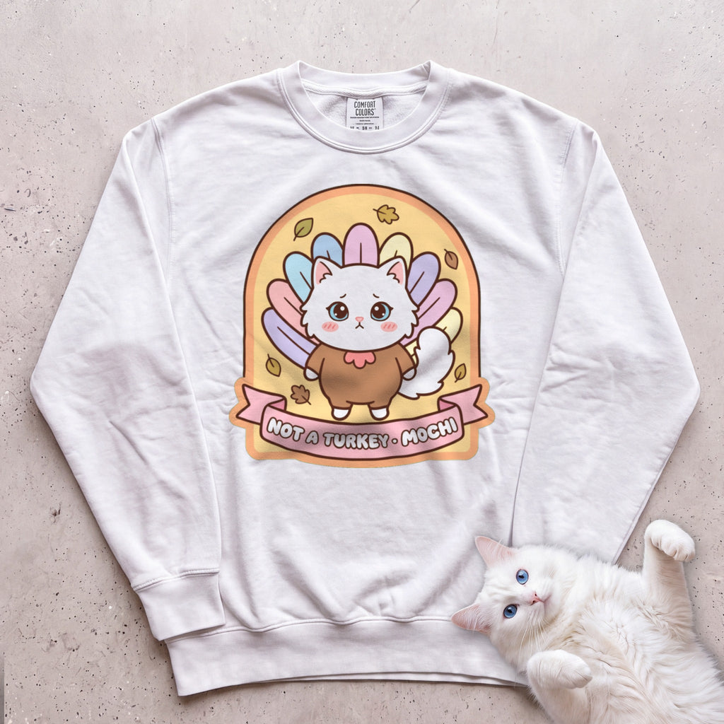 Personalized Not a Turkey Cat Sweatshirt - White