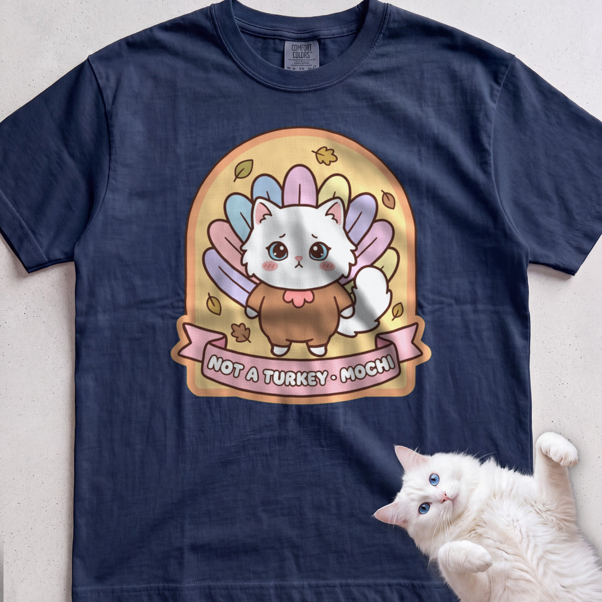 Personalized Not a Turkey Cat T-Shirt - True Navy