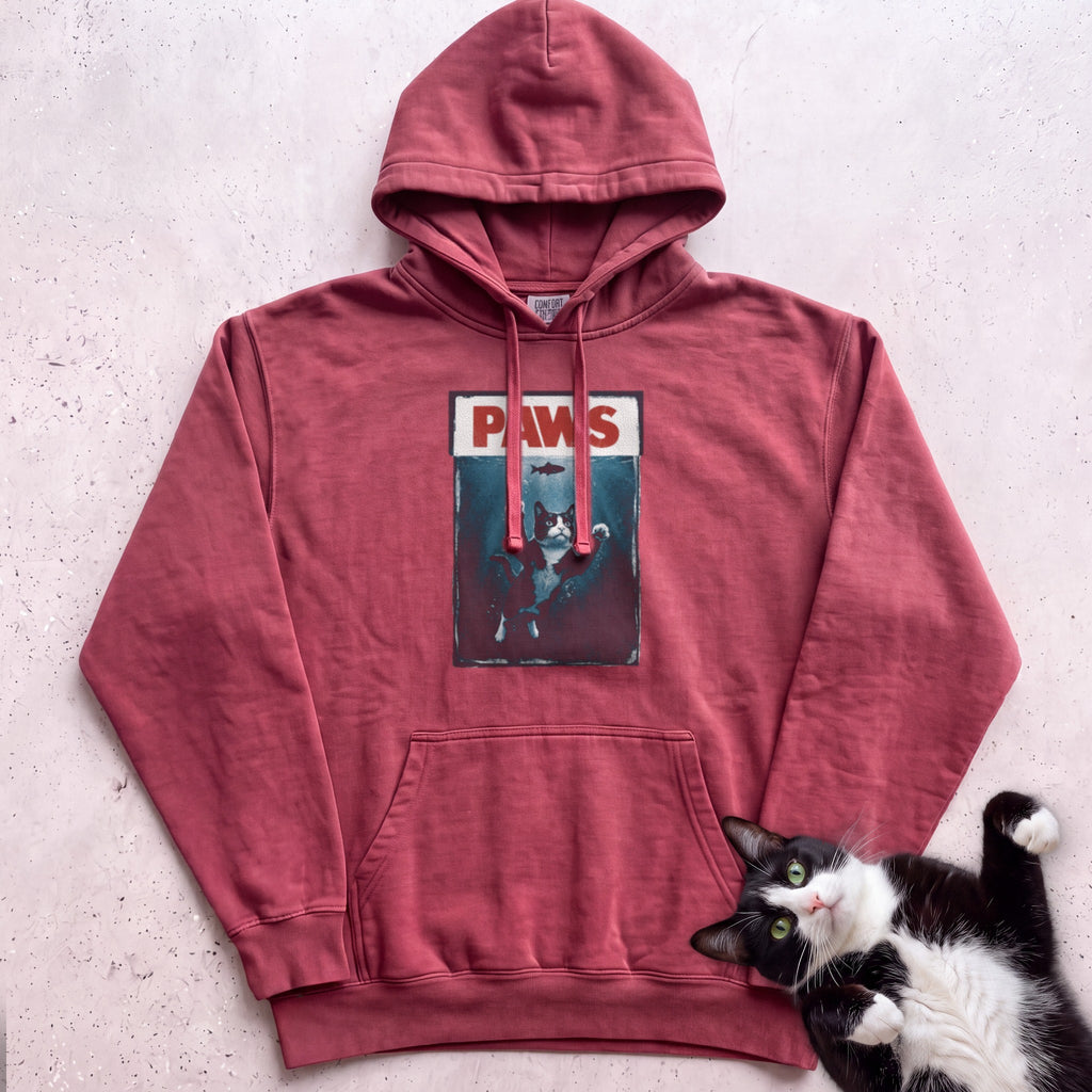Personalized PAWS Cat Hoodie - Crimson