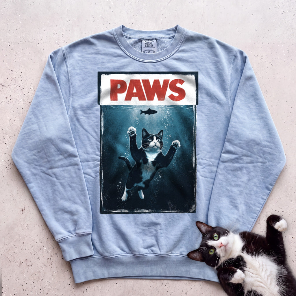 Personalized PAWS Cat Sweatshirt - Chambray