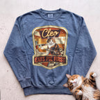 Personalized Pie First Diner Cat Sweatshirt - Blue Jean