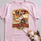 Personalized Pie First Diner Cat T-Shirt - Blossom