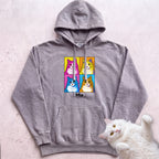 Personalized Pop Art Cat Hoodie - Grey