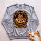 Personalized Pumpkin Inspector Cat Sweatshirt - Grey