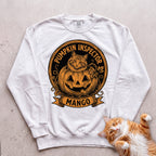 Personalized Pumpkin Inspector Cat Sweatshirt - White