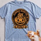 Personalized Pumpkin Inspector Cat T-Shirt - Chambray