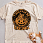 Personalized Pumpkin Inspector Cat T-Shirt - Ivory