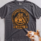 Personalized Pumpkin Inspector Cat T-Shirt - Pepper