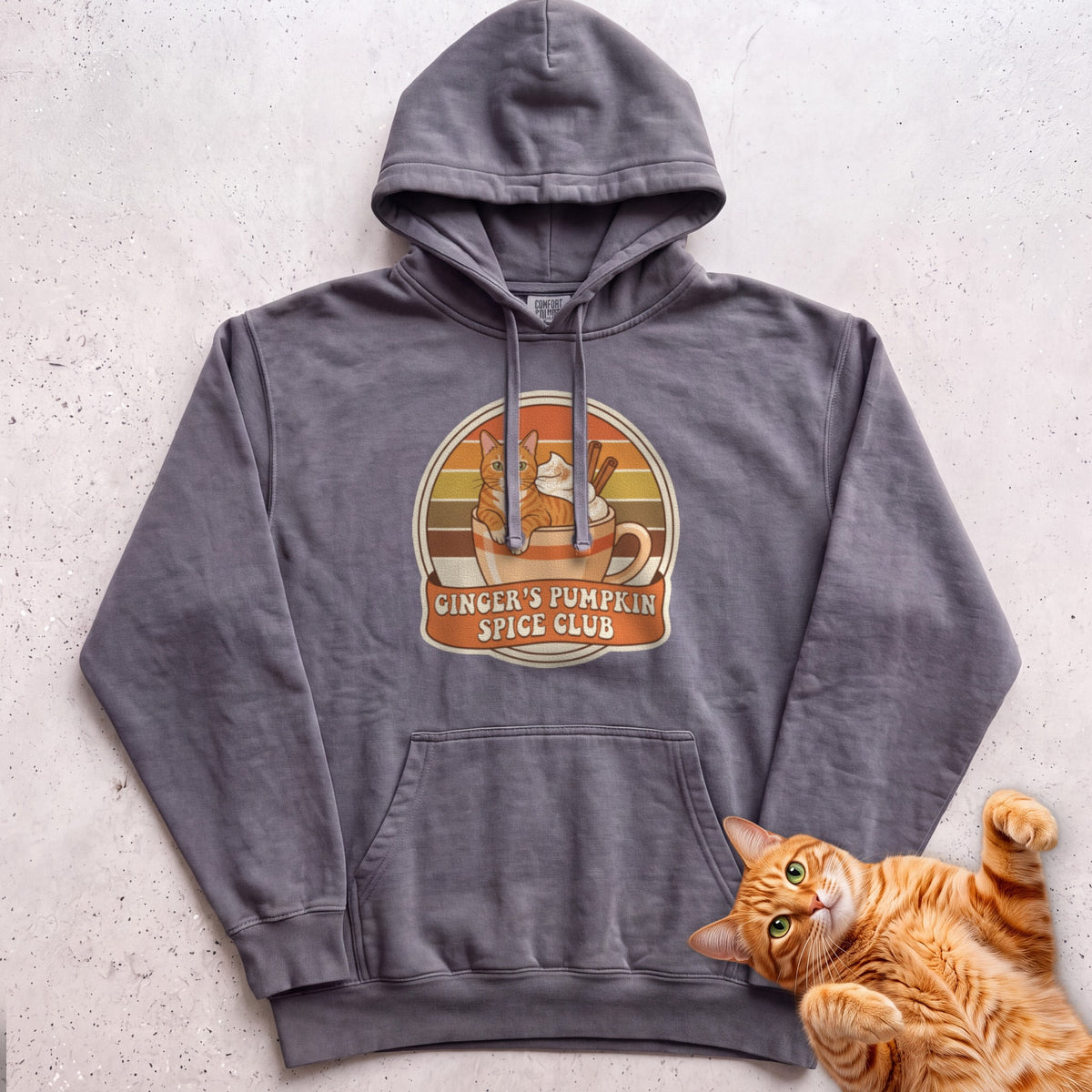 Personalized Pumpkin Spice Club Cat Hoodie - Pepper