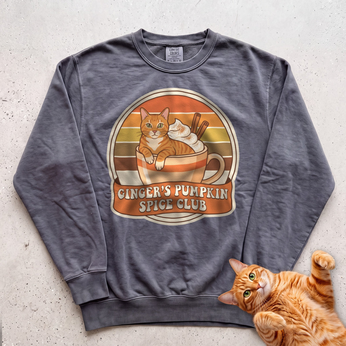 Personalized Pumpkin Spice Club Cat Sweatshirt - Pepper