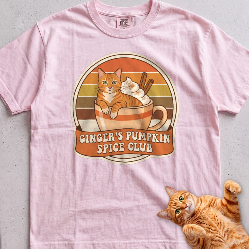Personalized Pumpkin Spice Club Cat T-Shirt - Blossom