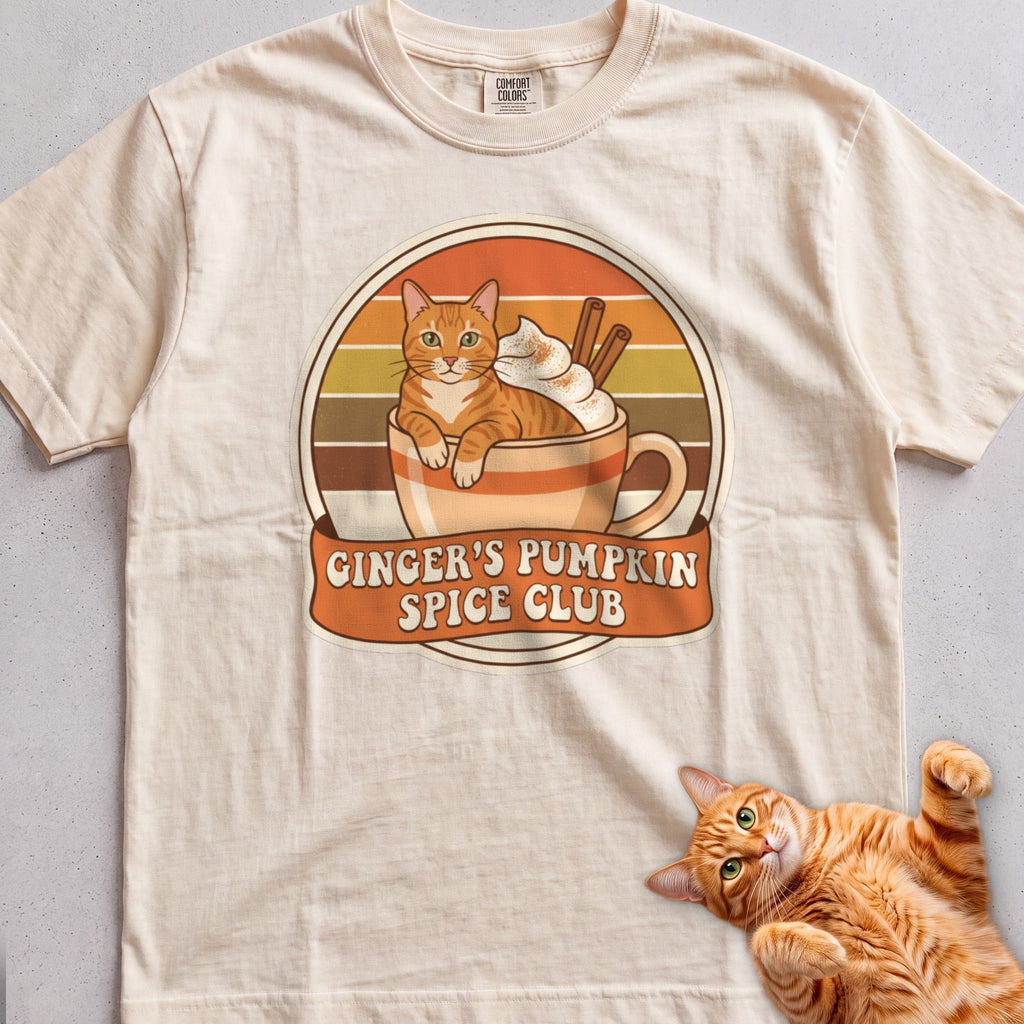 Personalized Pumpkin Spice Club Cat T-Shirt - Ivory