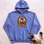 Personalized Pumpkin Throne Cat Hoodie - Flo Blue