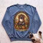 Personalized Pumpkin Throne Cat Sweatshirt - Blue Jean