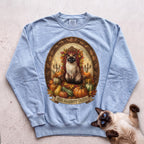 Personalized Pumpkin Throne Cat Sweatshirt - Chambray