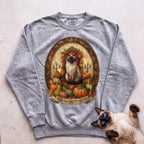 Personalized Pumpkin Throne Cat Sweatshirt - Grey